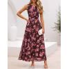 ZESICA Women’s Summer Sleeveless Floral Maxi Dress 2026 Casual Crewneck Mesh A Line Flowy Boho Beach Party Long Dresses(Brown)