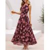 ZESICA Women’s Summer Sleeveless Floral Maxi Dress 2026 Casual Crewneck Mesh A Line Flowy Boho Beach Party Long Dresses(Brown)