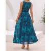 ZESICA Women’s Summer Sleeveless Floral Maxi Dress 2026 Casual Crewneck Mesh A Line Flowy Boho Beach Party Long Dresses(Darkblue)