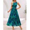 ZESICA Women’s Summer Sleeveless Floral Maxi Dress 2026 Casual Crewneck Mesh A Line Flowy Boho Beach Party Long Dresses(Darkgreen)