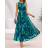 ZESICA Women’s Summer Sleeveless Floral Maxi Dress 2026 Casual Crewneck Mesh A Line Flowy Boho Beach Party Long Dresses(Darkgreen)