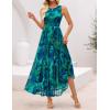 ZESICA Women’s Summer Sleeveless Floral Maxi Dress 2026 Casual Crewneck Mesh A Line Flowy Boho Beach Party Long Dresses(Darkgreen)