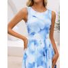 ZESICA Women’s Summer Sleeveless Floral Maxi Dress 2026 Casual Crewneck Mesh A Line Flowy Boho Beach Party Long Dresses(Lightblue)