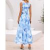 ZESICA Women’s Summer Sleeveless Floral Maxi Dress 2026 Casual Crewneck Mesh A Line Flowy Boho Beach Party Long Dresses(Lightblue)