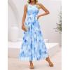 ZESICA Women’s Summer Sleeveless Floral Maxi Dress 2026 Casual Crewneck Mesh A Line Flowy Boho Beach Party Long Dresses(Lightblue)