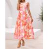 ZESICA Women’s Summer Sleeveless Floral Maxi Dress 2026 Casual Crewneck Mesh A Line Flowy Boho Beach Party Long Dresses(Orange)