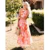 ZESICA Women’s Summer Sleeveless Floral Maxi Dress 2026 Casual Crewneck Mesh A Line Flowy Boho Beach Party Long Dresses(Orange)