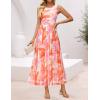 ZESICA Women’s Summer Sleeveless Floral Maxi Dress 2026 Casual Crewneck Mesh A Line Flowy Boho Beach Party Long Dresses(Orange)