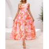 ZESICA Women’s Summer Sleeveless Floral Maxi Dress 2026 Casual Crewneck Mesh A Line Flowy Boho Beach Party Long Dresses(Orange)