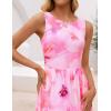 ZESICA Women’s Summer Sleeveless Floral Maxi Dress 2026 Casual Crewneck Mesh A Line Flowy Boho Beach Party Long Dresses(Pink)