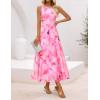 ZESICA Women’s Summer Sleeveless Floral Maxi Dress 2026 Casual Crewneck Mesh A Line Flowy Boho Beach Party Long Dresses(Pink)