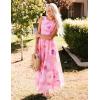 ZESICA Women’s Summer Sleeveless Floral Maxi Dress 2026 Casual Crewneck Mesh A Line Flowy Boho Beach Party Long Dresses(Pink)