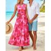 ZESICA Women’s Summer Sleeveless Floral Maxi Dress 2026 Casual Crewneck Mesh A Line Flowy Boho Beach Party Long Dresses(Rose)