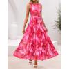 ZESICA Women’s Summer Sleeveless Floral Maxi Dress 2026 Casual Crewneck Mesh A Line Flowy Boho Beach Party Long Dresses(Rose)