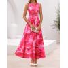 ZESICA Women’s Summer Sleeveless Floral Maxi Dress 2026 Casual Crewneck Mesh A Line Flowy Boho Beach Party Long Dresses(Rose)