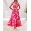ZESICA Women’s Summer Sleeveless Floral Maxi Dress 2026 Casual Crewneck Mesh A Line Flowy Boho Beach Party Long Dresses(Rose)