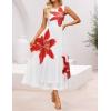 ZESICA Women’s Summer Sleeveless Floral Maxi Dress 2026 Casual Crewneck Mesh A Line Flowy Boho Beach Party Long Dresses(White)