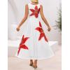 ZESICA Women’s Summer Sleeveless Floral Maxi Dress 2026 Casual Crewneck Mesh A Line Flowy Boho Beach Party Long Dresses(White)