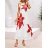ZESICA Women’s Summer Sleeveless Floral Maxi Dress 2026 Casual Crewneck Mesh A Line Flowy Boho Beach Party Long Dresses(White)