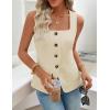 ZESICA Womens Summer Sleeveless Suit Vest Tops 2026 Square Neck Button Down Vests Business Casual Work Blazer Waistcoat(Apricot)
