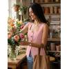 ZESICA Womens Summer Sleeveless Suit Vest Tops 2026 Square Neck Button Down Vests Business Casual Work Blazer Waistcoat(Pink)