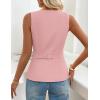 ZESICA Womens Summer Sleeveless Suit Vest Tops 2026 Square Neck Button Down Vests Business Casual Work Blazer Waistcoat(Pink)