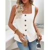 ZESICA Womens Summer Sleeveless Suit Vest Tops 2026 Square Neck Button Down Vests Business Casual Work Blazer Waistcoat(White)