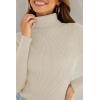 ZESICA Women’s Turtleneck Long Sleeve Shirts 2026 Spring Trendy Tops Slim Fitted Ribbed Knit Basic Casual Sweater(Apricot)