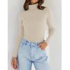 ZESICA Women’s Turtleneck Long Sleeve Shirts 2026 Spring Trendy Tops Slim Fitted Ribbed Knit Basic Casual Sweater(Apricot)