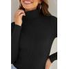 ZESICA Women’s Turtleneck Long Sleeve Shirts 2026 Spring Trendy Tops Slim Fitted Ribbed Knit Basic Casual Sweater(Black)