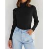 ZESICA Women’s Turtleneck Long Sleeve Shirts 2026 Spring Trendy Tops Slim Fitted Ribbed Knit Basic Casual Sweater(Black)