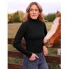 ZESICA Women’s Turtleneck Long Sleeve Shirts 2026 Spring Trendy Tops Slim Fitted Ribbed Knit Basic Casual Sweater(Black)