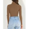 ZESICA Women’s Turtleneck Long Sleeve Shirts 2026 Spring Trendy Tops Slim Fitted Ribbed Knit Basic Casual Sweater(Brown)