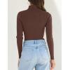 ZESICA Women’s Turtleneck Long Sleeve Shirts 2026 Spring Trendy Tops Slim Fitted Ribbed Knit Basic Casual Sweater(Coffee)