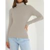 ZESICA Women’s Turtleneck Long Sleeve Shirts 2026 Spring Trendy Tops Slim Fitted Ribbed Knit Basic Casual Sweater(Oats)
