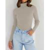 ZESICA Women’s Turtleneck Long Sleeve Shirts 2026 Spring Trendy Tops Slim Fitted Ribbed Knit Basic Casual Sweater(Oats)