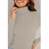 ZESICA Women’s Turtleneck Long Sleeve Shirts 2026 Spring Trendy Tops Slim Fitted Ribbed Knit Basic Casual Sweater(Oats)