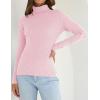 ZESICA Women’s Turtleneck Long Sleeve Shirts 2026 Spring Trendy Tops Slim Fitted Ribbed Knit Basic Casual Sweater(Pink)
