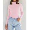 ZESICA Women’s Turtleneck Long Sleeve Shirts 2026 Spring Trendy Tops Slim Fitted Ribbed Knit Basic Casual Sweater(Pink)
