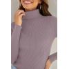ZESICA Women’s Turtleneck Long Sleeve Shirts 2026 Spring Trendy Tops Slim Fitted Ribbed Knit Basic Casual Sweater(Taro)