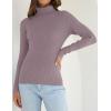 ZESICA Women’s Turtleneck Long Sleeve Shirts 2026 Spring Trendy Tops Slim Fitted Ribbed Knit Basic Casual Sweater(Taro)