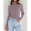 ZESICA Women’s Turtleneck Long Sleeve Shirts 2026 Spring Trendy Tops Slim Fitted Ribbed Knit Basic Casual Sweater(Taro)