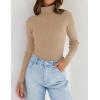 ZESICA Women’s Turtleneck Long Sleeve Shirts 2026 Spring Trendy Tops Slim Fitted Ribbed Knit Basic Casual Sweater(Toffee)