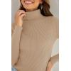 ZESICA Women’s Turtleneck Long Sleeve Shirts 2026 Spring Trendy Tops Slim Fitted Ribbed Knit Basic Casual Sweater(Toffee)