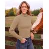 ZESICA Women’s Turtleneck Long Sleeve Shirts 2026 Spring Trendy Tops Slim Fitted Ribbed Knit Basic Casual Sweater(Toffee)