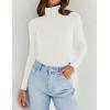 ZESICA Women’s Turtleneck Long Sleeve Shirts 2026 Spring Trendy Tops Slim Fitted Ribbed Knit Basic Casual Sweater(White)