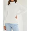 ZESICA Women’s Turtleneck Long Sleeve Shirts 2026 Spring Trendy Tops Slim Fitted Ribbed Knit Basic Casual Sweater(White)