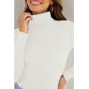ZESICA Women’s Turtleneck Long Sleeve Shirts 2026 Spring Trendy Tops Slim Fitted Ribbed Knit Basic Casual Sweater(White)
