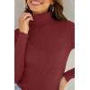 ZESICA Women’s Turtleneck Long Sleeve Shirts 2026 Spring Trendy Tops Slim Fitted Ribbed Knit Basic Casual Sweater(Wine)