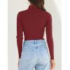 ZESICA Women’s Turtleneck Long Sleeve Shirts 2026 Spring Trendy Tops Slim Fitted Ribbed Knit Basic Casual Sweater(Wine)